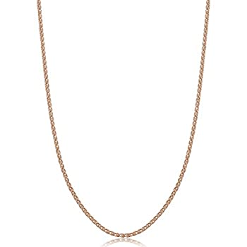 【中古】【輸入品・未使用】(rose-gold-plated-silver 14.0 inches) - Sterling Silver 1.5mm Italian Round Wheat Chain (14 16 18 20 22 24 30 or 36 inch)