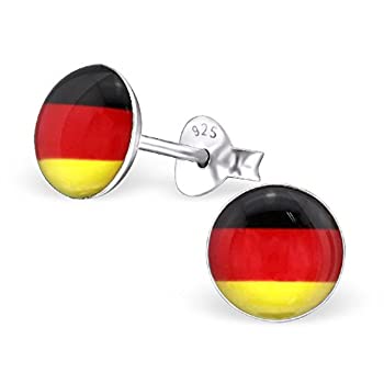 【中古】【輸入品・未使用】925スターリングシルバーラウンドドイツ国旗スタッドイヤリング24435