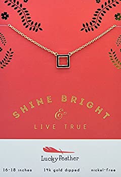 【中古】【輸入品・未使用】Lucky Feather インスピレーションネックレス Live True Shine Bright 14Kゴールドディップスクエアチャームネックレス 女の子用 【中古】【輸入品・未使用】Lucky Feather インスピレーションネックレス Live True Shine Bright 14Kゴールドディップスクエアチャームネックレス 女の子用