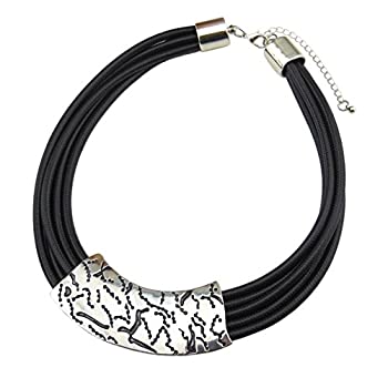 【中古】【輸入品・未使用】BocarブラックChunky合金マルチレイヤ文18?"チョーカー襟ネックレス