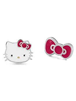 【中古】【輸入品・未使用】Hello KittyスターリングシルバーKitty and Bow Mismatchedスタッドイヤリング