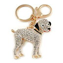 【中古】【輸入品・未使用】Avalaya クリアクリスタルドッグ キーリング/バッグチャーム ゴールドトーンメタル - 長さ10cm(4)