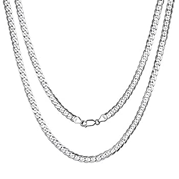 【中古】【輸入品・未使用】ChicSilver 2.8mm/5mm ソリッド925スターリングシルバー キューバリンクカーブ/フィガロチェーンネックレス レディース メンズ 18インチ/20イン