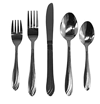 yÁzyAiEgpzGIBSON 20-Piece Stainless Steel Flatware Set - Service For 4 - 80059 Silver Wave by Gibson