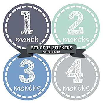 【中古】【輸入品 未使用】Months in Motion 115 Monthly Baby Stickers Baby Boy Month 1-12 Milestone Sticker by Months In Motion