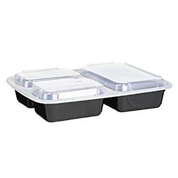 【中古】【輸入品 未使用】Reditainer 3-Compartment Microwave Safe Food Container with Lid/Divided Plate/Lunch Tray with Cover Black by Reditainer