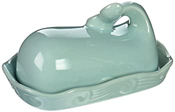 yÁzyAiEgpzCreative Co-op DA4866 Stoneware Whale Shaped Butter Dish Aqua Blue by Creative Co-op