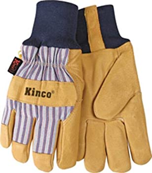 【中古】【輸入品・未使用】KINCO 1927KW-L Men s Lined Grain Pigskin Gloves Heat Keep Lining Knit Wrist Large Golden by KINCO INTERNATIONAL