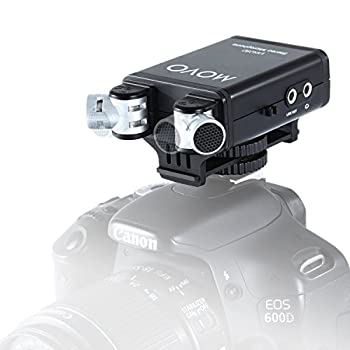 Movo VXR280 カメラマウントコンデンサーステレオビデオマイク 90°-120°調節可能な指向性マイクカプセル付き