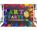 【中古】【輸入品・未使用】アートペイント 背景 アートペイント パーティー ペインティング スプラッター 写真 背景 グラフィティ 壁 写真 背景 レインボー ブラシ MEETSIO