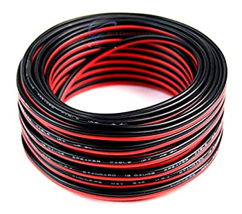【中古】【輸入品・未使用】18ゲージ50?'スピーカーワイヤ銅CladレッドブラックZipケーブル12ボルト低電圧