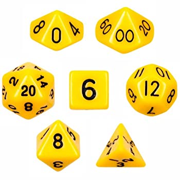【中古】【輸入品・未使用】7 Die Polyhedral Dice Set - Solid Yellow with Velvet Pouch By Wiz Dice