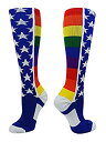 【中古】【輸入品・未使用】MadSportsStuff虹プライドover the calf Socks M ブルー(4)