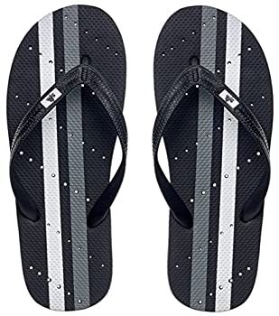 【中古】【輸入品・未使用】(Mens 11/12 Black/White) - Showaflops Mens' Antimicrobial Shower & Water Sandals for Pool Beach Dorm and Gym - Racing Stripes Group