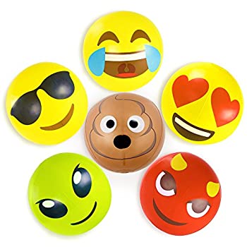 【中古】【輸入品・未使用】(18-inch 6-pack) - Beach Ball Set with Emoji Faces: Unique Pool & Birthday Party Gifts or Favours for Kids & Teens: 6 Funny Emojies --