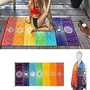 【中古】【輸入品 未使用】Yoga Mat Tapestry Rainbow 7 Chakra Stripes Beach Towel Summer Wall Hanging Mandala Blanket Travel Sunscreen Shawl Hippy Boho