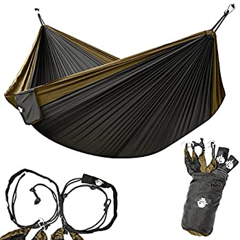 Legit Camping - ダブルハンモック - 軽量パラシュートポータブルハンモック ハイキング、旅行、バックパッキング、ビーチ、ヤードギア用 ナイロ