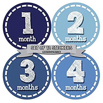 【中古】【輸入品 未使用】Months in Motion 081 Monthly Baby Stickers Baby Boy Month 1-12 Milestone Age by Months In Motion