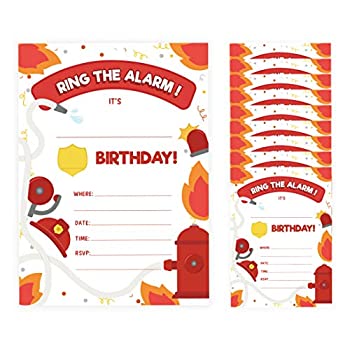 【中古】【輸入品・未使用】消防士 2 Happy Birthday 招待状 招待状 (10枚) 封筒付き 男の子 女の子 子供 パーティー (10枚)