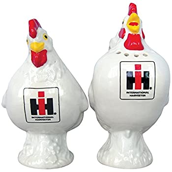 yÁzyAiEgpzCase International Harvester White Rooster Hen Stoneware Salt and Pepper Shaker Set