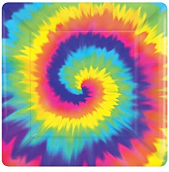 【中古】【輸入品・未使用】Feeling Groovy 60のテーマのParty Square Dessert Plates食器、紙、7インチ、8個パック