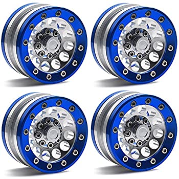 【中古】【輸入品・未使用】MOHERO 4.8cm Alloy beadlock Crawler wheels rims set for RC 1/10 Model Crawler SCX10 Pack of 4 Blue