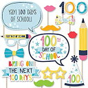 【中古】【輸入品・未使用】Big Dot of Happiness Happy 100th Day of School - 100日パーティー写真ブース小道具キット - 20個