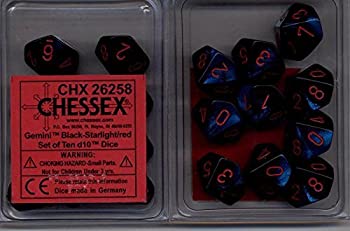 おもちゃ, その他 Chessex Dice d10 Sets: Gemini Black Starlight with Red - Ten Sided Die (10) by Chessex 