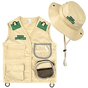 【中古】【輸入品・未使用未開封】Kidz Xplore Outdoor Adventure Kit for Young Kids - Cargo Vest and Hat Set Backyard Explorer Safari Costume and Dress Up for Park Ranger