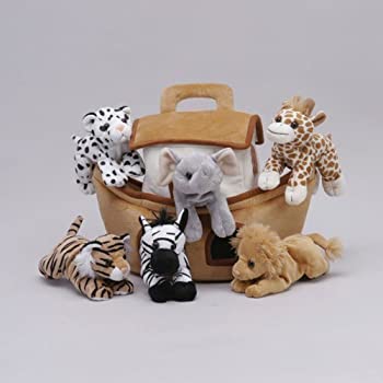 【中古】【輸入品 未使用】Plush Noah 039 s Ark with Animals - Six (6) Stuffed Animals (Lion Zebra Tiger Giraffe Elephant and White Tiger) in Play Ark Carrying Case