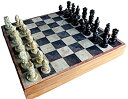 【中古】【輸入品 未使用】StonKraft Handcarved Wooden Stone Inlay Chess Game Board Set Handcrafted Stone Piece (14 039 X 14 039 ) 並行輸入品