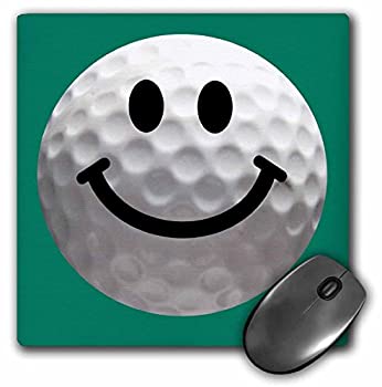 【中古】【輸入品・未使用】3dRose LLC 8 x 8 x 0.25 Inches Mouse Pad Smiley Face Golf Ball - Happy White Golfball - Golfer Gift - Smilie on Turquoise Teal Backgrou
