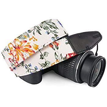 【中古】【輸入品・未使用未開封】Wolven Pattern Cotton Camera Neck Shoulder Strap Belt Compatible for All DSLR/SLR/Men/Women etc White Flower [並行輸入品]