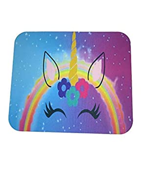 楽天アトリエ絵利奈【中古】【輸入品・未使用】Cute Rainbow Unicorn Flowers Face Pink Blue Yellow Purple Colors Decorative Desktop Office Silicone Mouse Pad [並行輸入品]