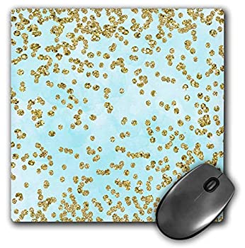 šۡ͢ʡ̤ѡ3dRose Mouse Pad Girly Gold Glittery Polka Dots Confetti on Teal Sky 8 x 8' (mp_266883_1) [¹͢]