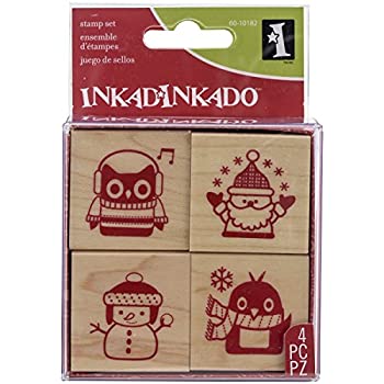 Inkadinkado Holiday Friends Christmas Mounted Rubber Stamp 3' by 3' 