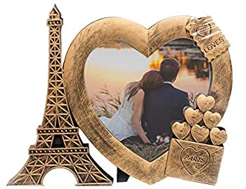 【中古】【輸入品・未使用】JOICE GIFT Decorative Gold Heart Shape Love Photo Frame Paris Theme 4