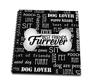 yÁzyAiEgpz3dRose Best Friends Furrever Dog Bone on Black with White Word Art-Mini Notepad 4 by 4