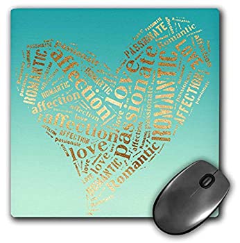 【中古】【輸入品 未使用】3dRose Image of Mint Green Gold Inspirational Words Heart Mouse Pad (mp_280736_1) 並行輸入品
