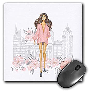 【中古】【輸入品 未使用】3dRose Mouse Pad Trendy Watercolor Shopping Brown Hair City Girl Fashion Illustration - 8 by 8-Inches (mp_292013_1) 並行輸入品