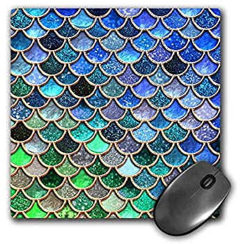 楽天アトリエ絵利奈【中古】【輸入品・未使用】3dRose Mouse Pad Multicolor Girly Trend Blue Elegant Mermaid Scales Glitter 8 x 8' （mp_272864_1） [並行輸入品]