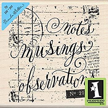 Inkadinkado Mounted Rubber Stamp 3 by 3-Inch Notes Musing 