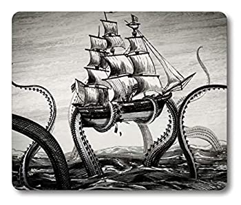 yÁzyAiEgpzKraken Mouse Pad Sail Boat Waves and Octopus Non-Slip Rubber Mouse pad Gaming Mouse Pad by Smooffly [sAi]