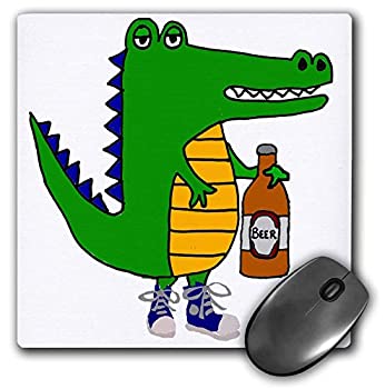 【中古】【輸入品・未使用】3dRose Funny Cool Alligator Drinking Beer Cartoon Art Mouse Pad mp_263794_1 [並行輸入品]