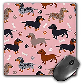 【中古】【輸入品 未使用】3dRose Mouse Pad Cute Dachshund Pattern Pink Weiner Dog - 8 by 8-Inches (mp_283604_1) 並行輸入品