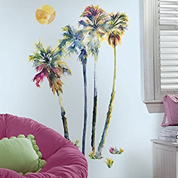yÁzyAiEgpzRoomMates RMK2782GM Watercolor Palm Trees Peel & Stick Giant Wall Decals 23' x 47' [sAi]