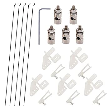 yÁzyAiEgpz5 Sets Nylon Control Horns + Steel PushRods 1.2 x 180mm+ Pushrod Connector Linkage Stopper 1.8mm Parts for RC Airplane Model Aircraft [