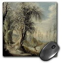 【中古】【輸入品・未使用】3dRose Mouse Pad Winter Landscape with Woodsman and Travelers Gijsbrecht Leytens - 8 by 8-Inches (mp_180244_1) [並行輸入品]