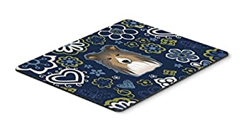 Caroline's Treasures BB5093MP Blue Flowers Sheltie Mouse Pad Hot Pad or Trivet Large Multicolor 