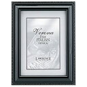 【中古】【輸入品 未使用】Lawrence Frames Black Wood 4x6 Picture Frame - Silver Bead Design 並行輸入品